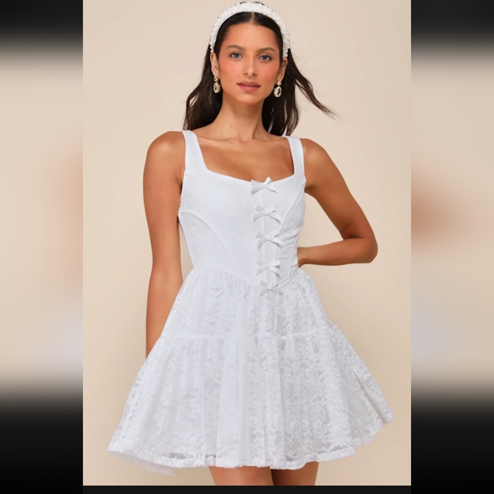 Princess Core: Lulu's White Lace Mini Dress